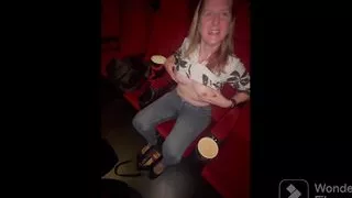 Stepmom flashes stepson in the cinema in public