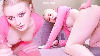 Innocent teen with ponytails is seduced and pounded by personal trainer and fed her natural protein