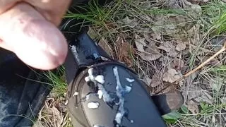 Puppy woof in public all covered in Daddy's hot fucking cum!