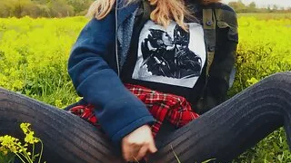 We went with a friend to the forest and she decided to masturbate in nature.