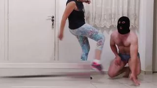 77 Hard kicks on balls with running shoes