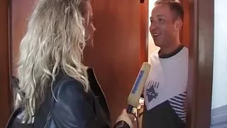 An outstanding German blonde making a cock cum hard with her wide mouth