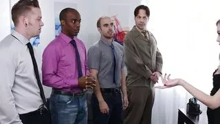 Gangbanged 19yo slut smashed in pussy by huge dicks