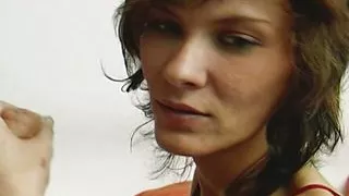 A slim German lady gets banged by two loaded peckers