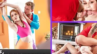 Fitness Rooms Voyeur cuck fantasy with gym trainer redhead Kaira Love MMF threesome anal sex