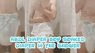 ABDL Diaper Boy Soaked Diaper In The Shower