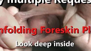 Unfolding Big Head Foreskin Play Stretch-out with view deep of 5cm 2" Head inside  4K