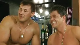 Two slim and attractive German chicks getting fucked by three hard rod's