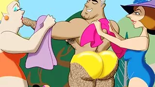 Cartoon with males in the vacation club