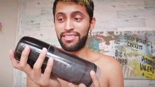 Free Video QUTOYS Mermaid automatic masturbator and penis pump on my big uncut cock makes me cum hard