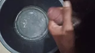 Jim masturbates and will cum without hands in a bucket