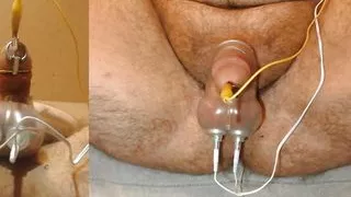 Handsfree estim cum with thick sweet pre cum