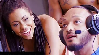 adult time - big dick pizza guy dicks down ebony babe kira noir without her gamer boyfriend  noticing!