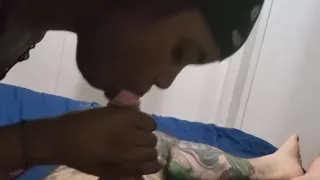 Ebony Teen Sucking White Cock