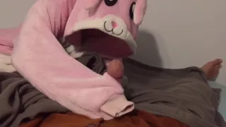 Fleece Handjob From Girl In Bunny Onesie