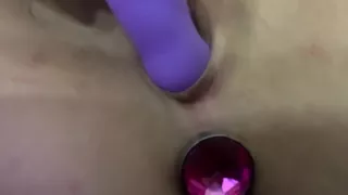 Inserting Butt Plug And Dildo Squirt