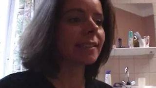 Good looking German brunette making a hard cock cum