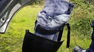 Small titted German slut gets banged outdoors