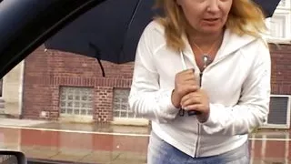 A chubby German lady in stockings pleasing a cock with her moves