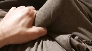 Look it's moving! Grey sweat pants bulge