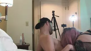 hot goth transsexual  sucks cock