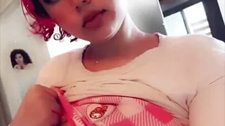 Lewd bunny girl seduces you and plays with her boobs