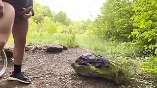 wank and cum in the forest