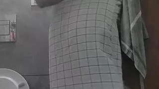 Nude on bathroom tite dick hand job