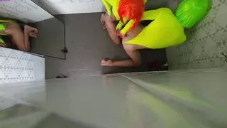 Surveillance Camera in the shower of a family of sissies