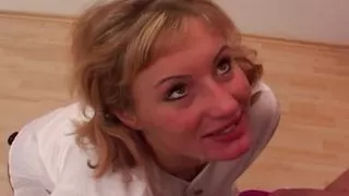 A magnificent blonde lady from Germany pleasing two loaded rod's