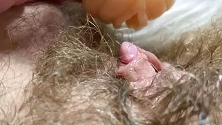 Huge erected clitoris fucking vagina deep inside big orgasm