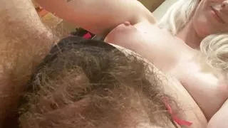 Hairy girl in black panties smoking and playing around fetish video