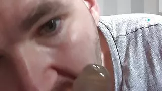 giving blowjob to dildo