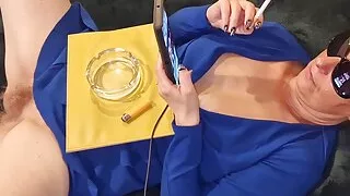 I smoke a cigarette and get a vibrator in my ass and cunt