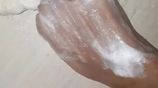 brand new young man, shown and washing his Beautiful and delicate Foot in the bath - FOOT