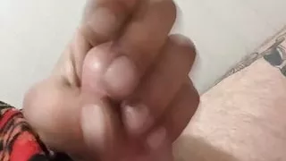 Jerking in the bathroom