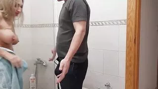 Amateur Milf Tattoed With Big Tits Fucked In Bathroom