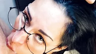 The teacher whore fucked her in the ass on the exam, cum on her face.