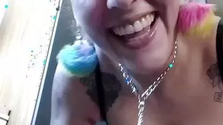 Two Holes Filled with ass plug and rabbit