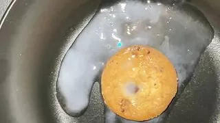 Massive cumshot on cookie!