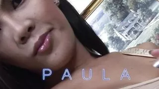 Brunette T-Girl Gets Her Cock Hard - BIG COCK