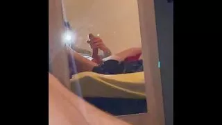 22 year old jerks off his 22cm cock in front of the mirror