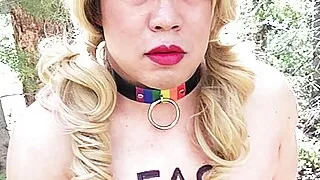 Stupid Gay Sissy Degrades Herself at Campsite