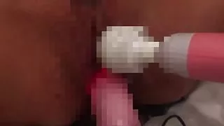 Restraining the hands and feet, holding a thick vibrator in the upper and lower mouths, and furthermore, with an electric massag