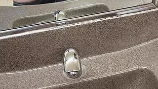 Risky exposed wank at work