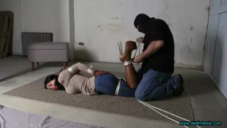 Roped Brown Knee Boots With Nadia White