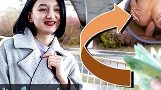 Public Agent Cute little Russian loves to ride cowgirl on a big fat cock