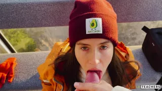 Pov. Naughty Stranger Seduced Me With Public Blowjob In Mountain Cableway And Begged To Cum In Mouth