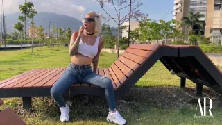 Sloppy Agata In A Public Park In Medellin - Wet T-shirt Show At The End
