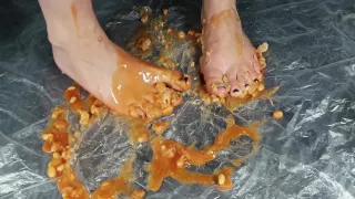 Lick Your Doms Feet Clean. Very Messy Beans Play!